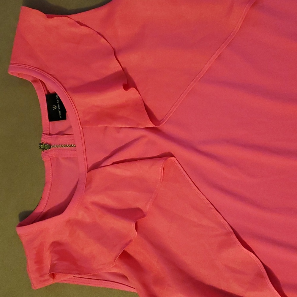 Worthington Ruffle Sleeveless Blouse, Size L